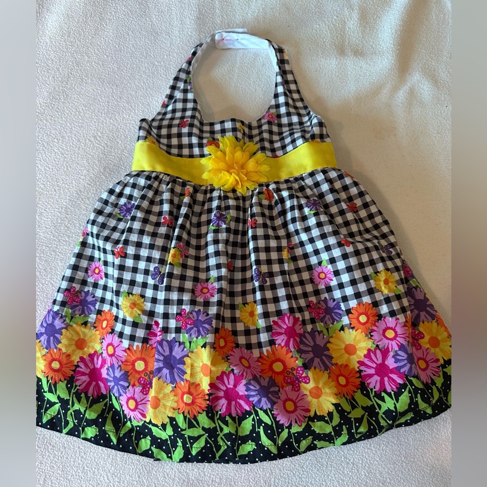 Nanette Lepore Toddler Girl Floral Cotton Dress Flowers Sz 3T Halter Top